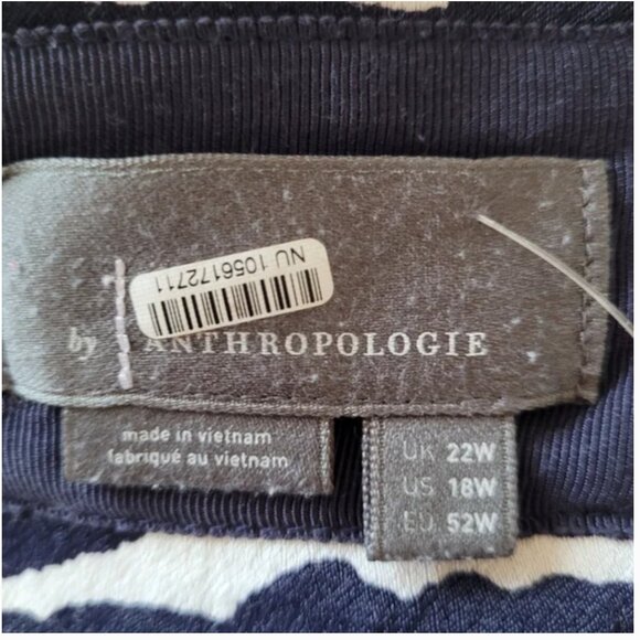 Anthropologie Short-Sleeve V-Neck Button-Front Midi Dress Navy Blue size 18W - Picture 6 of 7